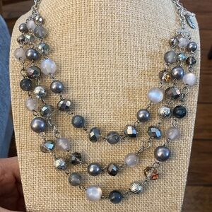 Jules B Ashley Cooper Elegant Multi-Strand Silver Gray Necklace NEW